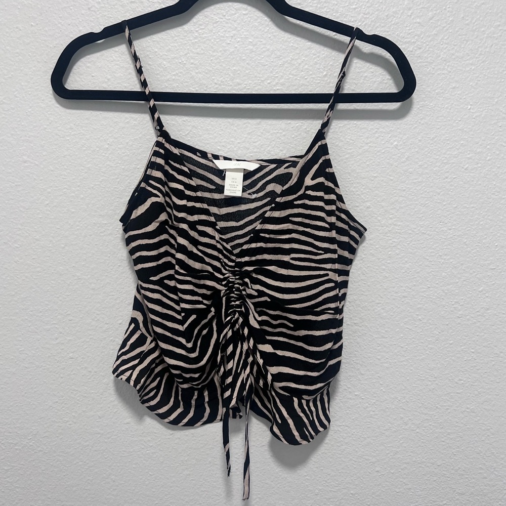 H&M Black and White Zebra Print Tank Top Size 6